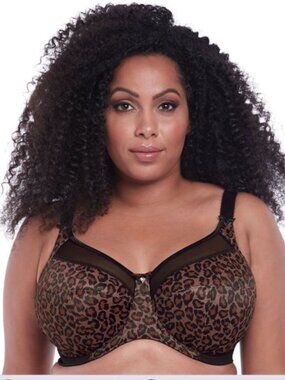 Goddess Kayla Underwire Banded Bra Dark Leopard Plus Size 38I NWT